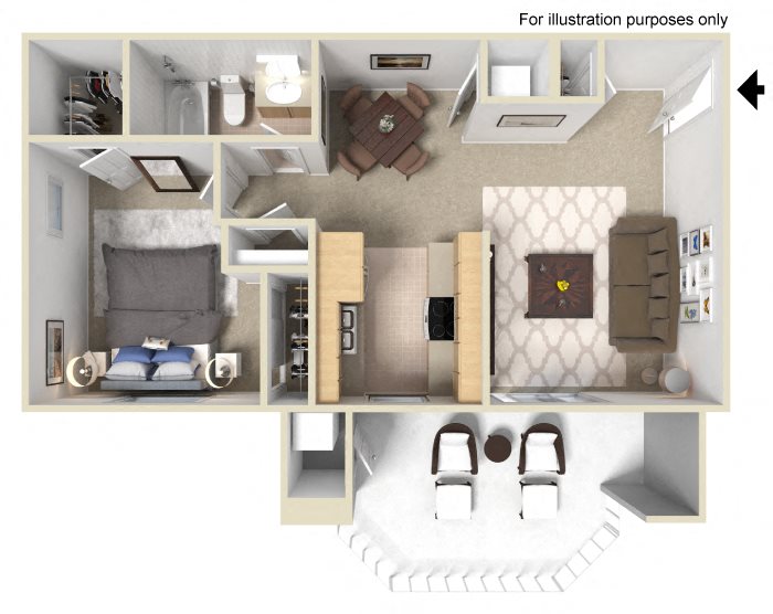 Chablis Floor Plan - 1 Bed 1 Bath Chablis Floor Plan - 1 Bed 1 Bath, at Tusany Ridge Apartment Homes, 41955 Margarita Road